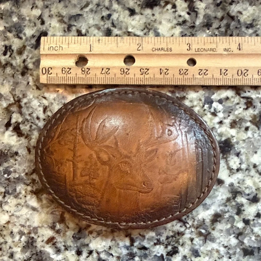 Belt Buckle with Buck Design -Leather- Vintage